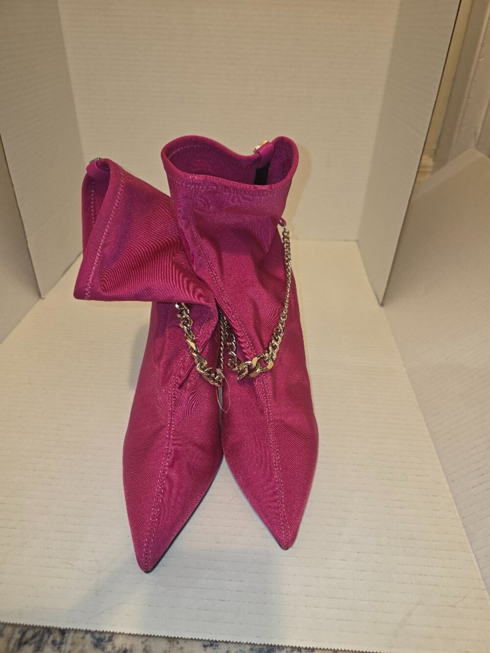 Pink stretch ankle boots